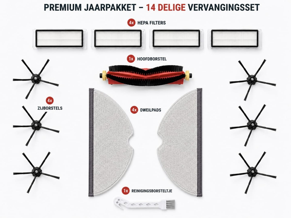 Onderhoudspakket voor Roborock S4 Max, S5 Max, S5, S50, S51, S55, S6, S6 Pure, S6 MaxV, S60 & S65 | 14-delige set